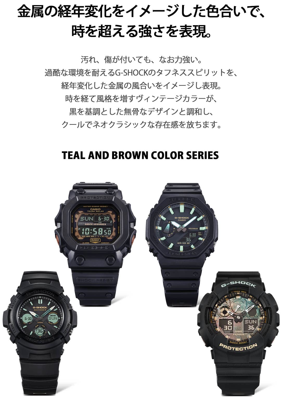 [カシオ] 腕時計 ジーショック 国内正規品 電波ソーラー TEAL AND BROWN COLOR SERIES AWG-M100RC-1AJF メンズ ブラック
