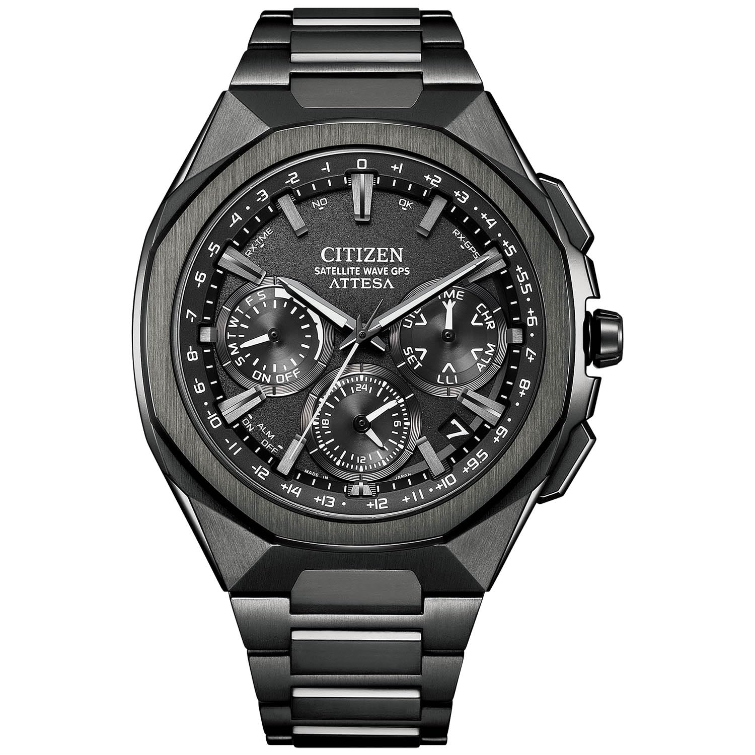 [CITIZEN] 腕時計 ATTESA (電波時計/セラミックベゼル/防水) CC4105-69E クロノグラフ 光発電エコ・ドライブGPS衛星電波時計 ブラックチタンシリーズ メンズ ビジネス アナログ 黒 ブラック 軽量 チタン 電波ソーラー - BanzaiHobby