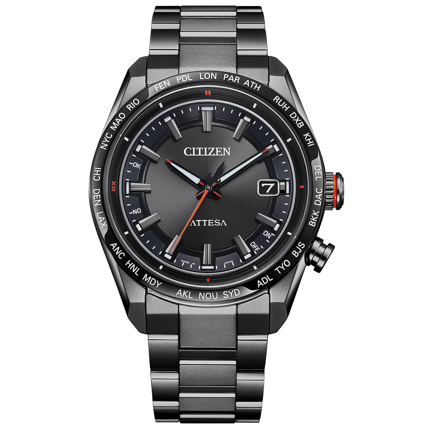 Reloj Citizen Attesa CB0286-61E Eco-Drive radiocontrolado impermeable para hombre, negro - BanzaiHobby