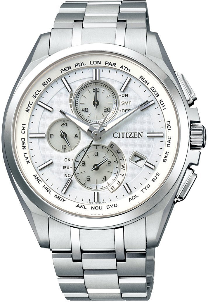 Reloj radiocontrolado CITIZEN ATTESA Eco-Drive con función de vuelo directo, indicador de manecillas, diseño delgado, para hombre AT8040-57A - BanzaiHobby