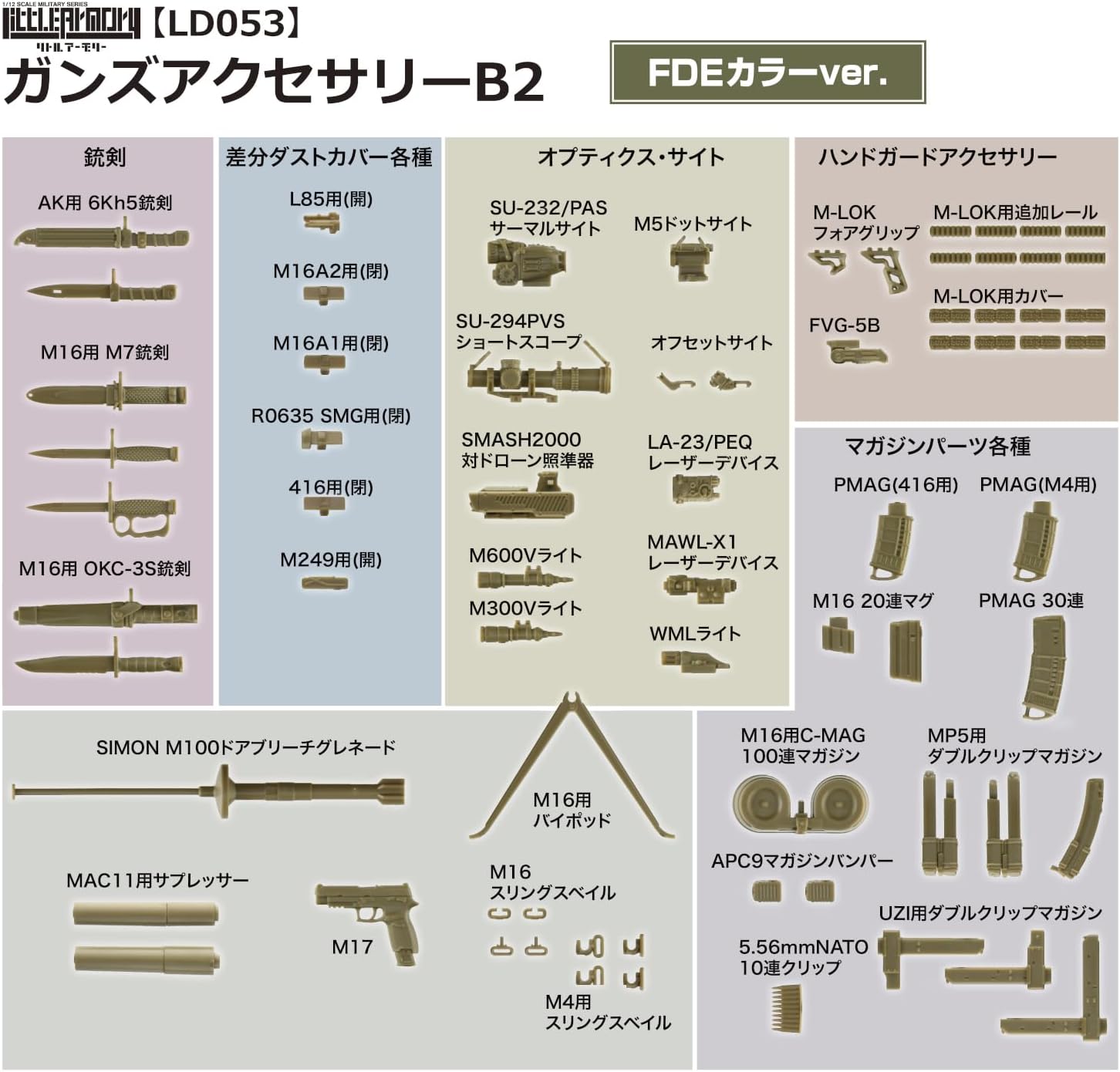 TOMYTEC LD053 1/12 Little Armory Gun's Accessories B2 FDE Color ver. - BanzaiHobby