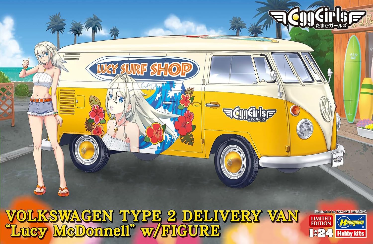 Hasegawa SP658 1/24 Hasegawa Tamago Girls: Volkswagen Type 2 Delivery Van Lucy McDonnell w/Figure - BanzaiHobby