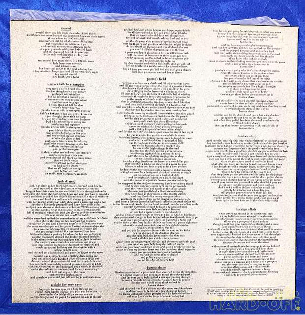 Asylum Records Tom Waits Foreign Affairs 7E-1117