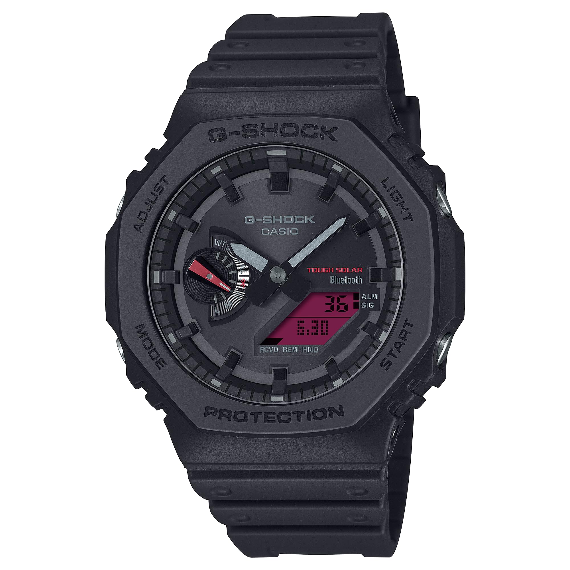 カシオ G-Shock ブラックレジン レッド アナログ デジタル 八角形 腕時計 GA-B2100BBR-1A