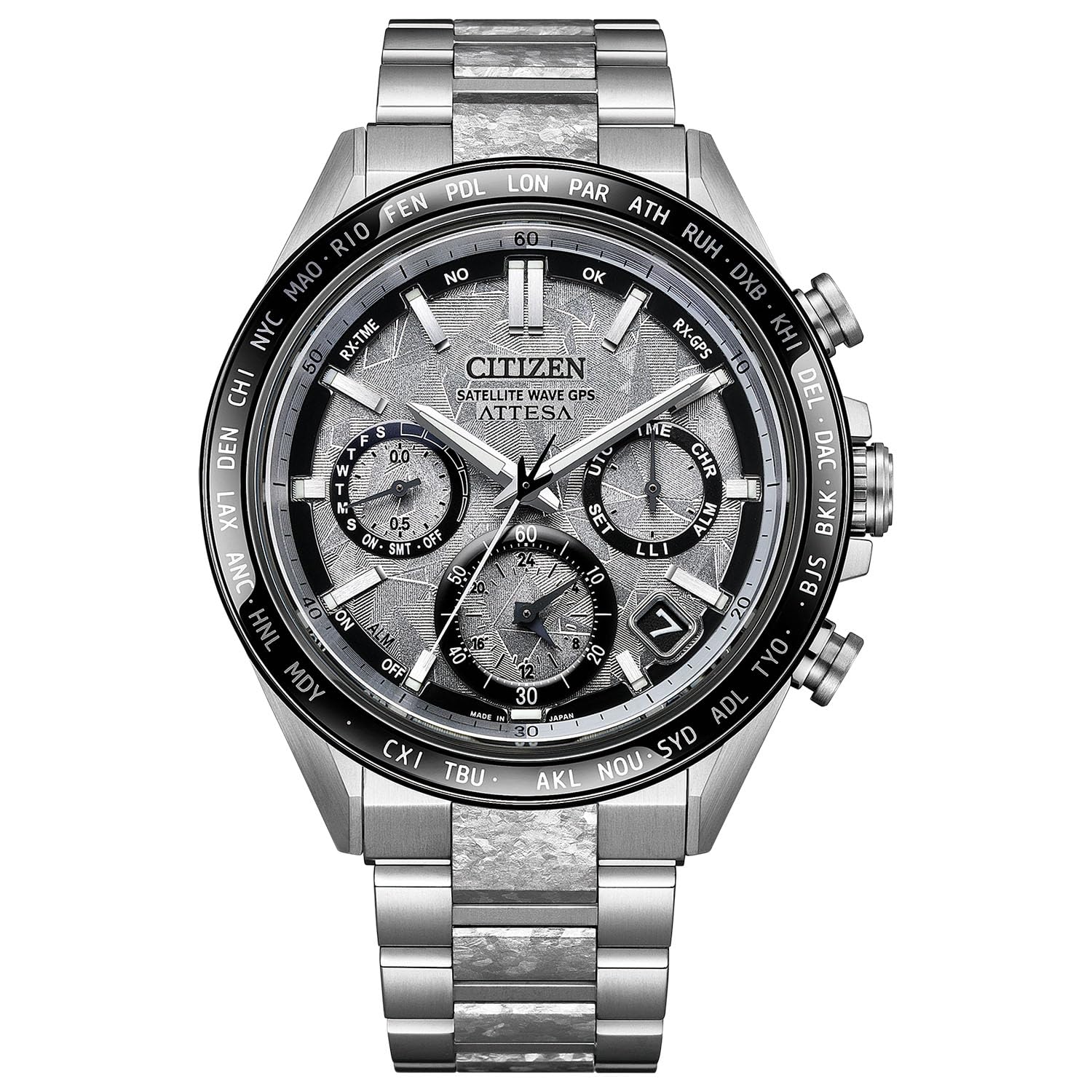 [CITIZEN] 腕時計 ATTESA Platinum Shine Collection (電波時計/防水/限定) CC4076-65A 軽量 チタン クロノグラフ GPS 衛星電波時計 プラチナ サファイアガラス 光発電エコ・ドライブ ACT Line メンズ ビジネス アナログ シルバー 銀 電波ソーラー - BanzaiHobby