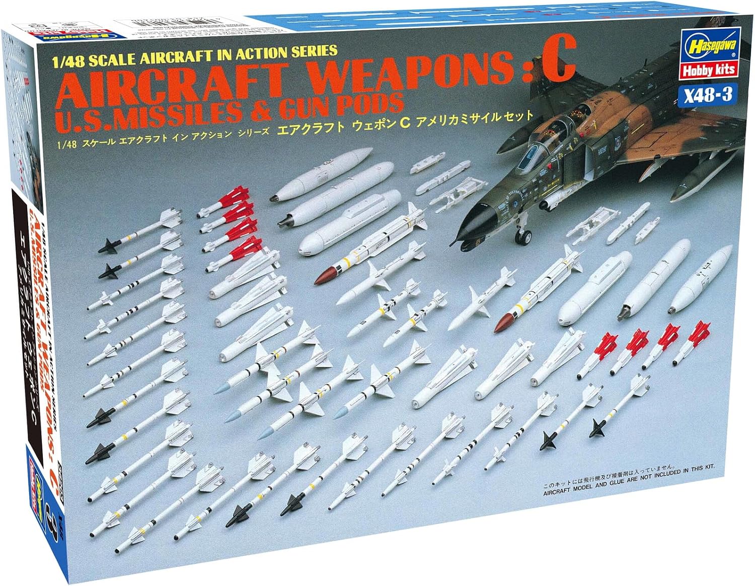 Hasegawa X48-03 1/48 Aircraft Weapons C US Missiles & Gun Pods - BanzaiHobby