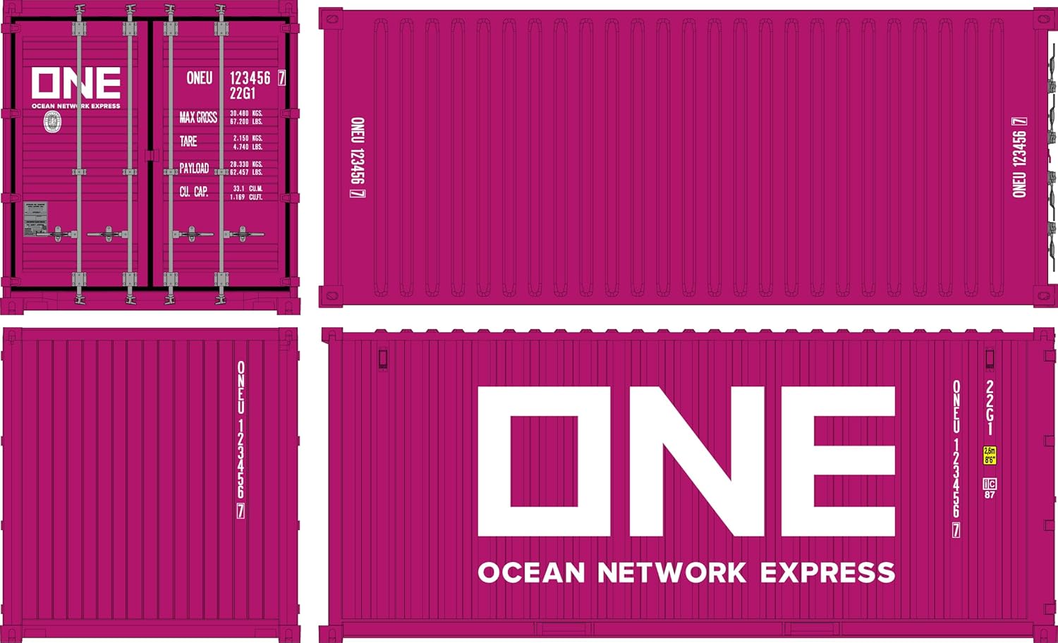 Fujimi 1/24 Car NEXT Series No. 1101 20ft Dry Container Type ONE (Magenta) - BanzaiHobby