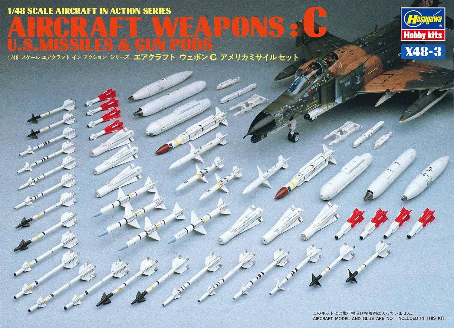Hasegawa X48-03 1/48 Aircraft Weapons C US Missiles & Gun Pods - BanzaiHobby