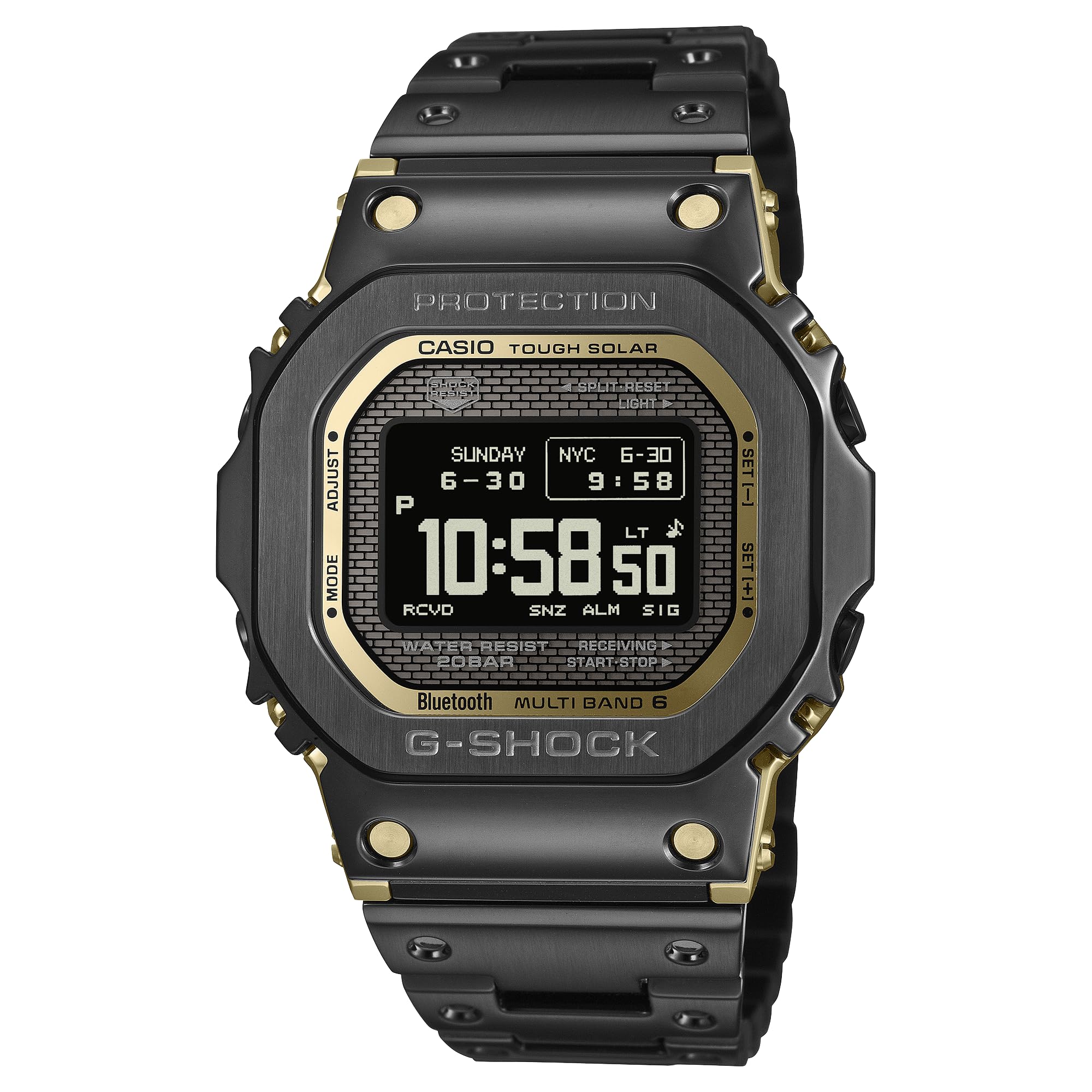 カシオ G-Shock フルメタル 5000シリーズ デジタル ツートン ブラック アンド ゴールドトーン ステンレススチール 腕時計 49.3mm - GMWBZ5000BD-1