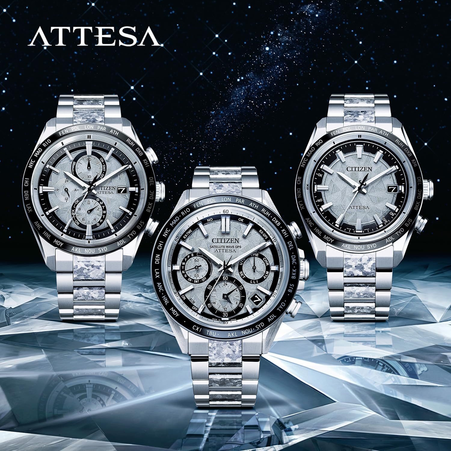 [CITIZEN] 腕時計 ATTESA Platinum Shine Collection (電波時計/防水/限定) CC4076-65A 軽量 チタン クロノグラフ GPS 衛星電波時計 プラチナ サファイアガラス 光発電エコ・ドライブ ACT Line メンズ ビジネス アナログ シルバー 銀 電波ソーラー - BanzaiHobby