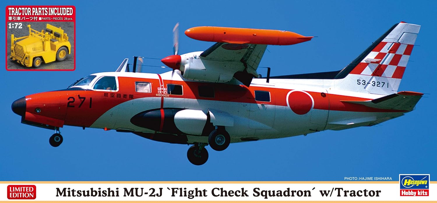 Hasegawa 02370 1/72 Mitsubishi MU-2J Flight Check Squadron w/Tractor - BanzaiHobby
