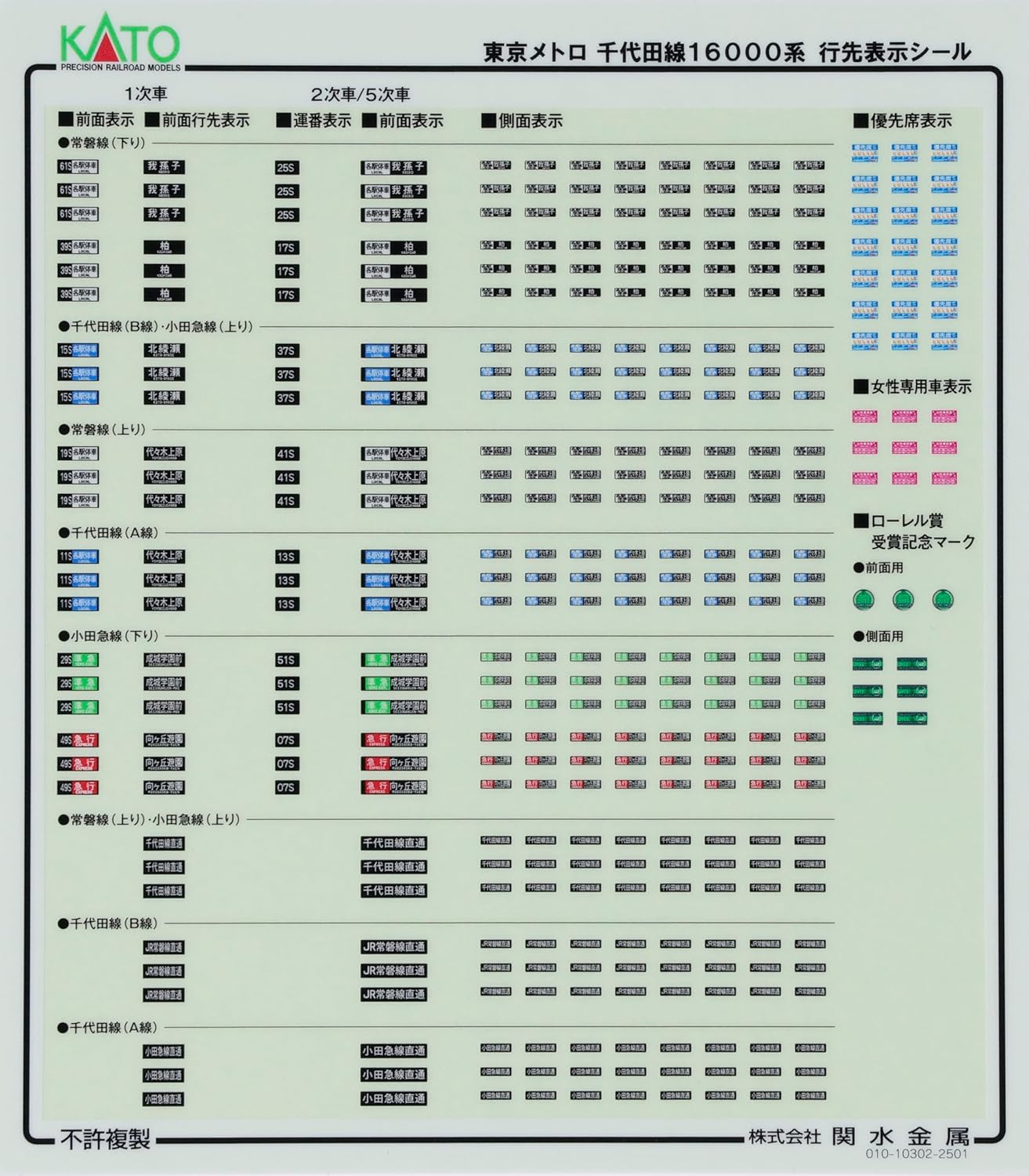 KATO 10-2003 N Gauge Tokyo Metro Chiyoda Line 16000 Series (First Edition) 6 Cars Set