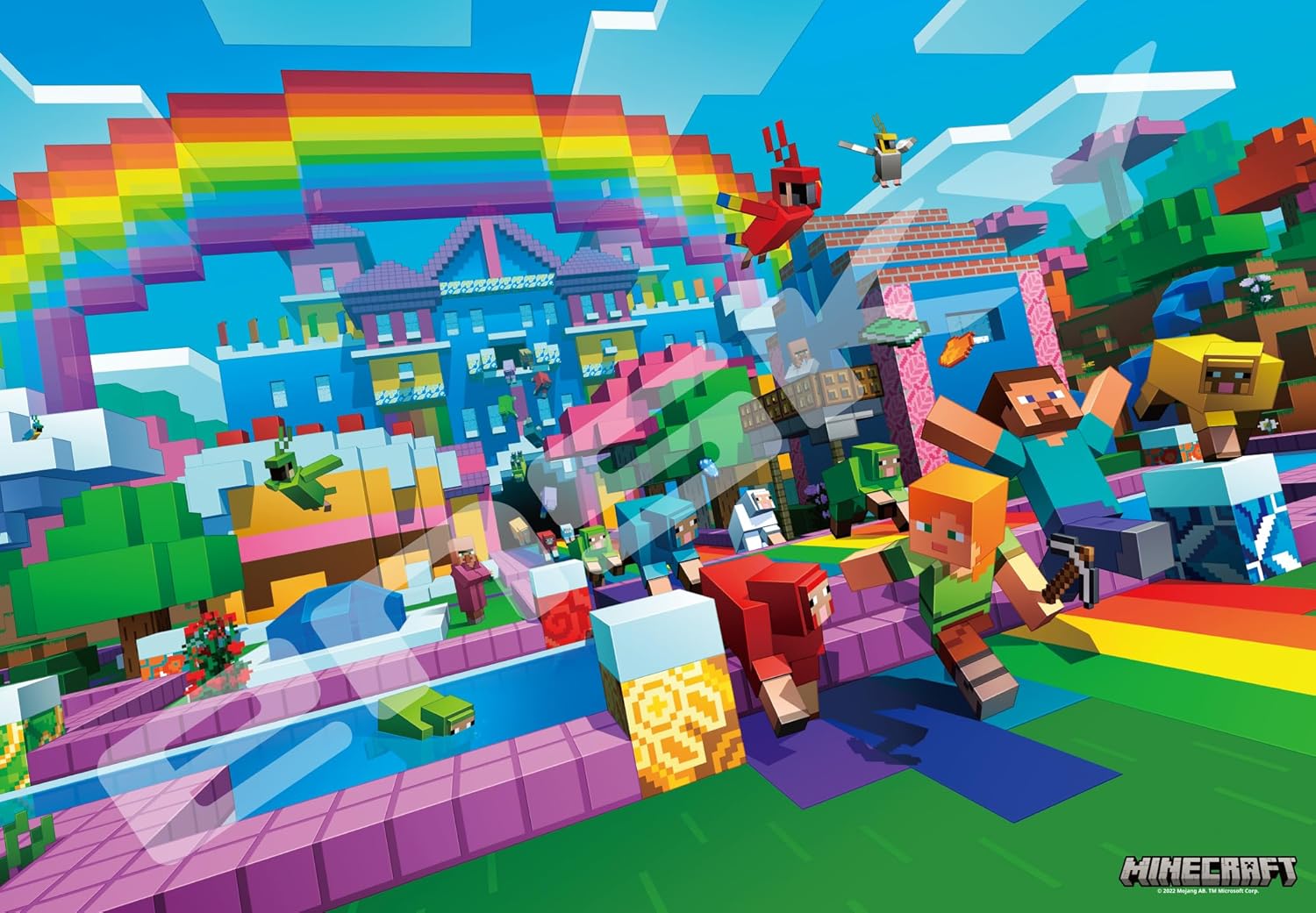 Ensky 1000 T-308 A world of color - Minecraft (Puzzle, 1000 Pieces, 51 x 73.5 cm)
