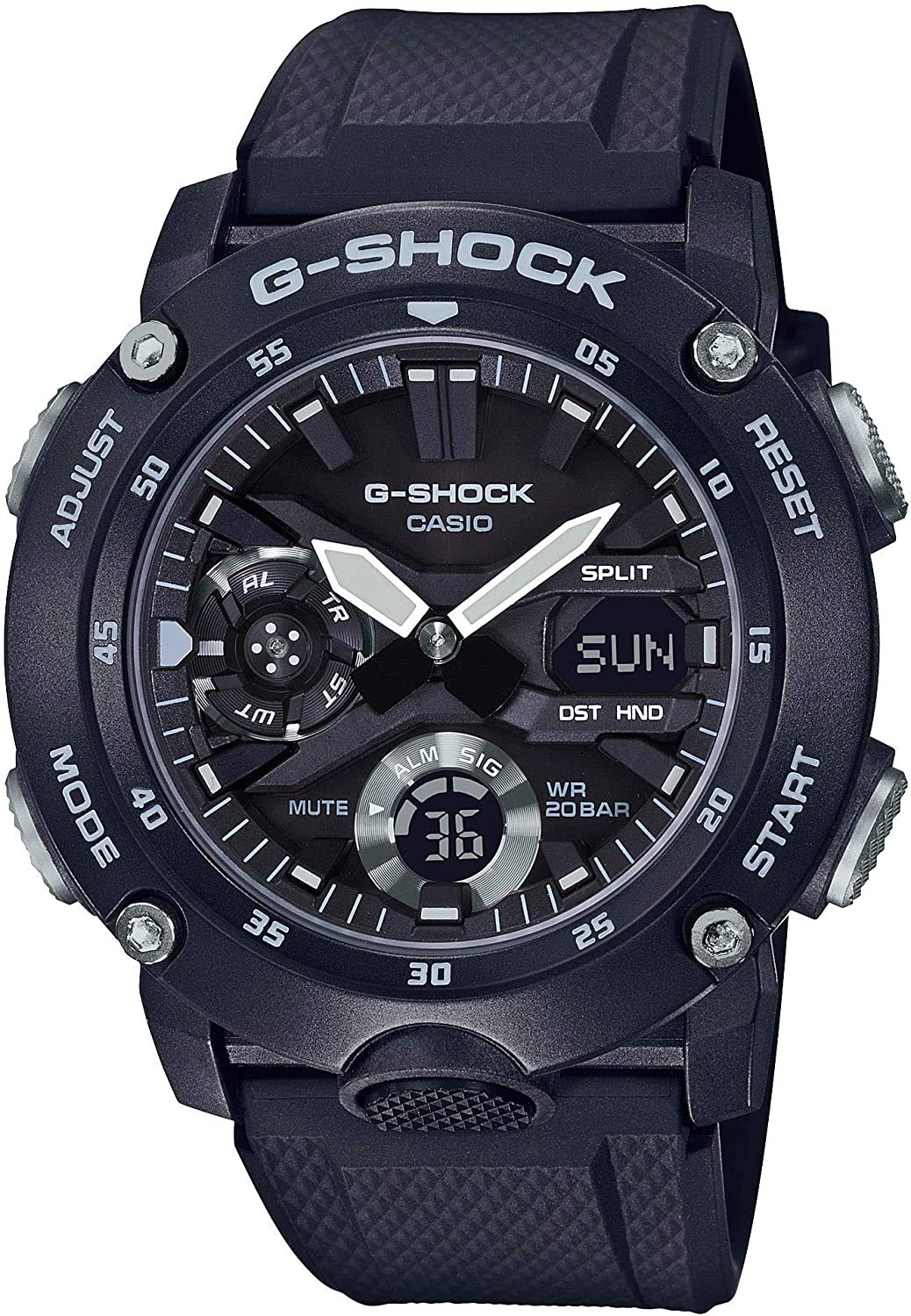 [カシオ]CASIO G-SHOCK Gショック ジーショック アナデジ ブラック カーボン／樹脂 20気圧防水 海外モデル GA-2000S-1A 腕時計 [並行輸入品]
