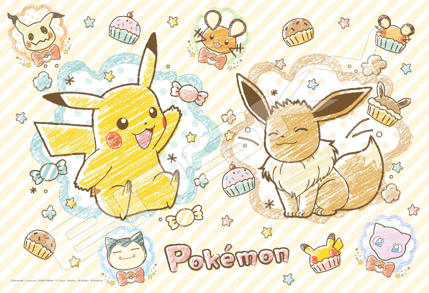 Ensky 108-L756 Pokemon Crayon Art - Pokémon (Puzzle, 108 Pieces, 18.2 x 25.7 cm)