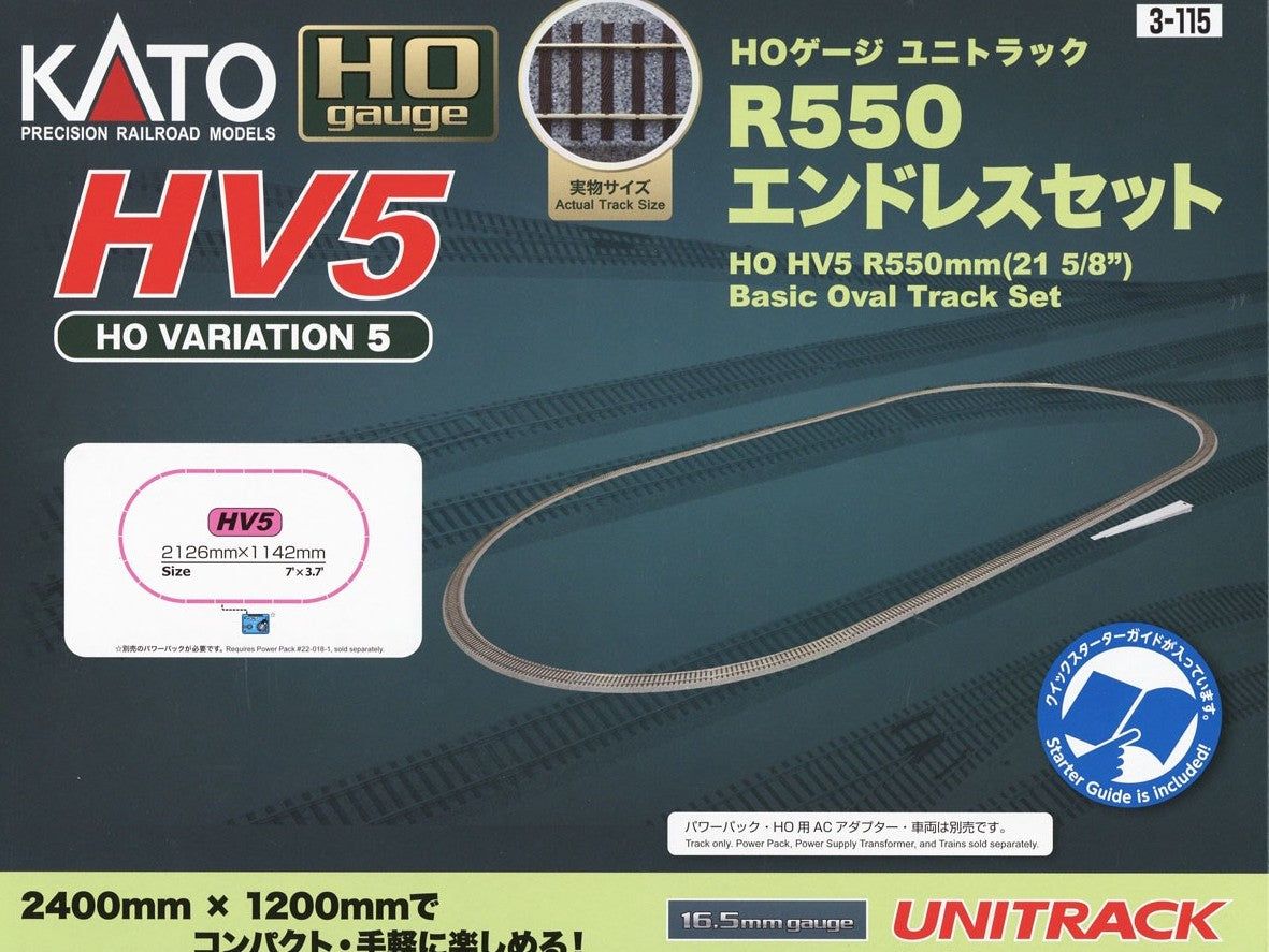 KATO 3-115 (HO) Unitrack [HV5] R550mm (21 5/8``) Basic Oval Track Set - BanzaiHobby