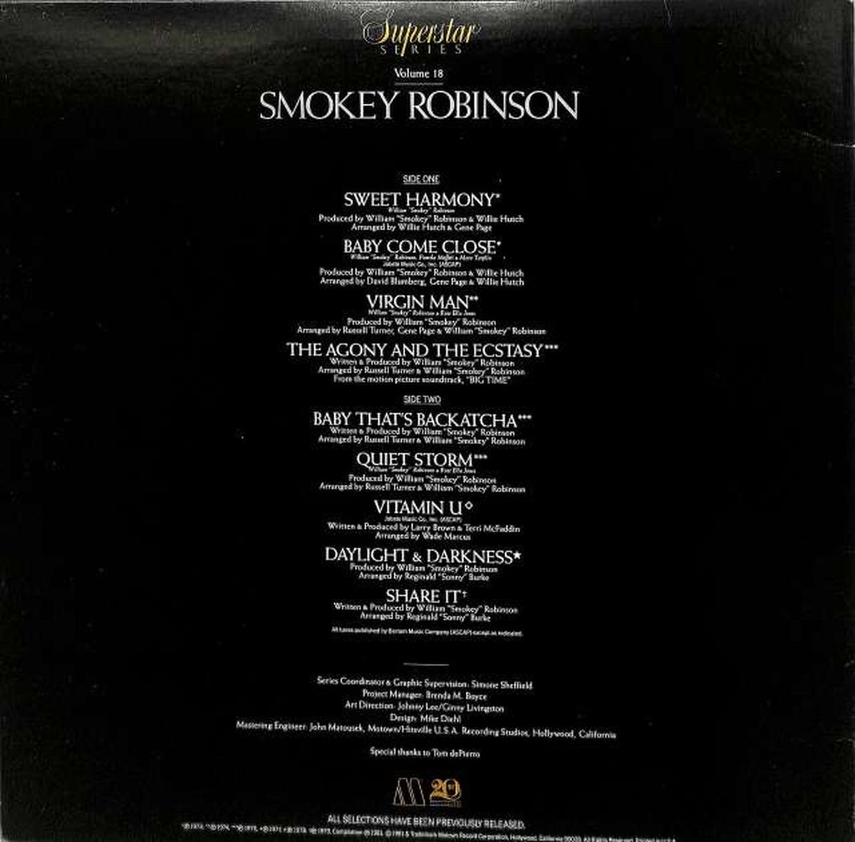 MOTOWN Smokey Robinson "SMOKEY ROBINSON" M5-118V1