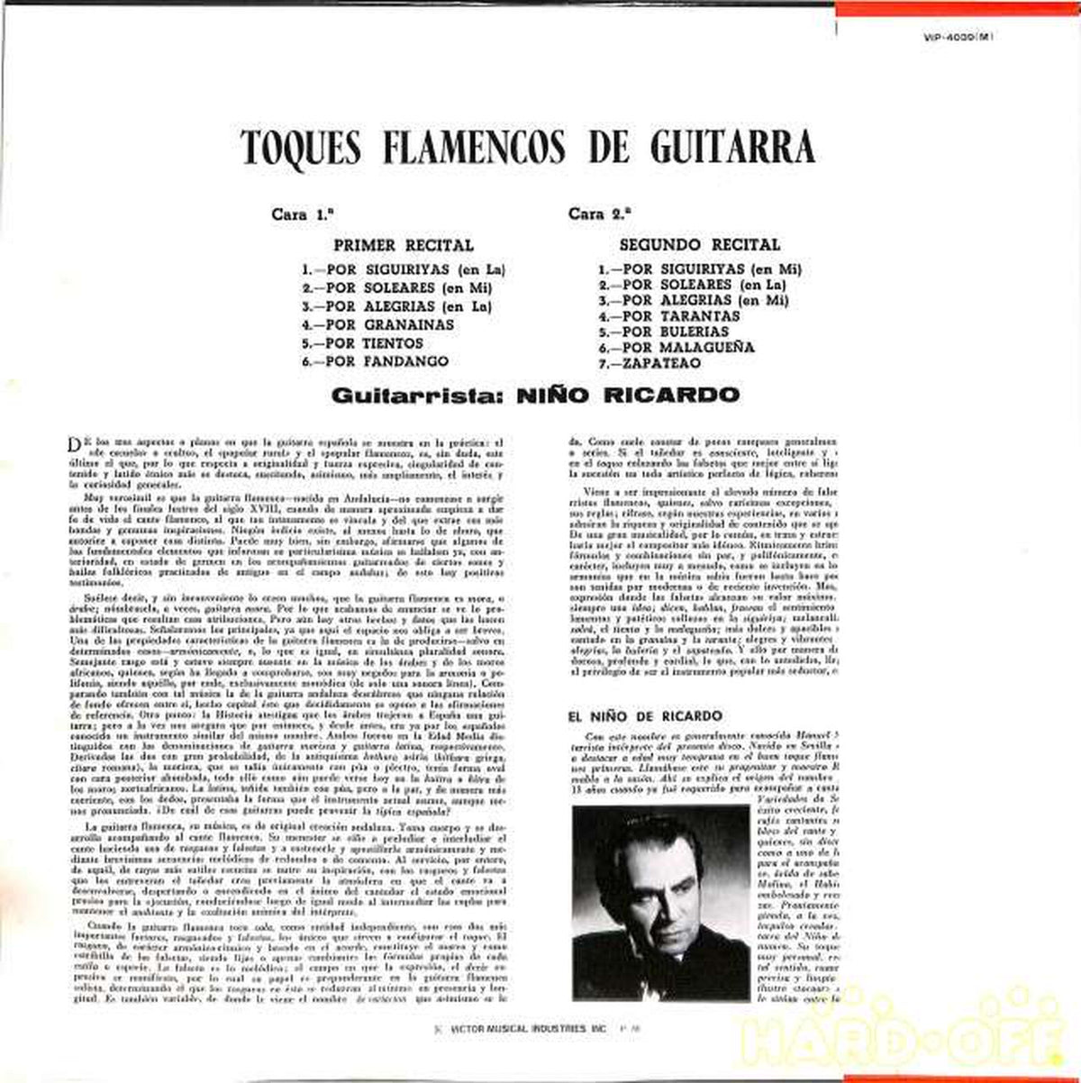 Victor Sound Production Niño Ricciardo "The Finest Flamenco Guitar" VIP-4039 MONO
