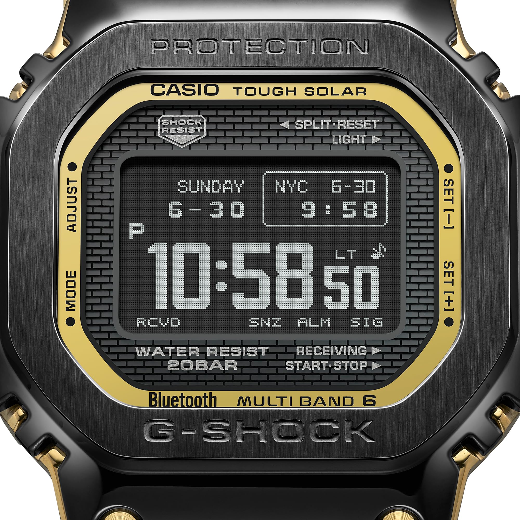 カシオ G-Shock フルメタル 5000シリーズ デジタル ツートン ブラック アンド ゴールドトーン ステンレススチール 腕時計 49.3mm - GMWBZ5000BD-1