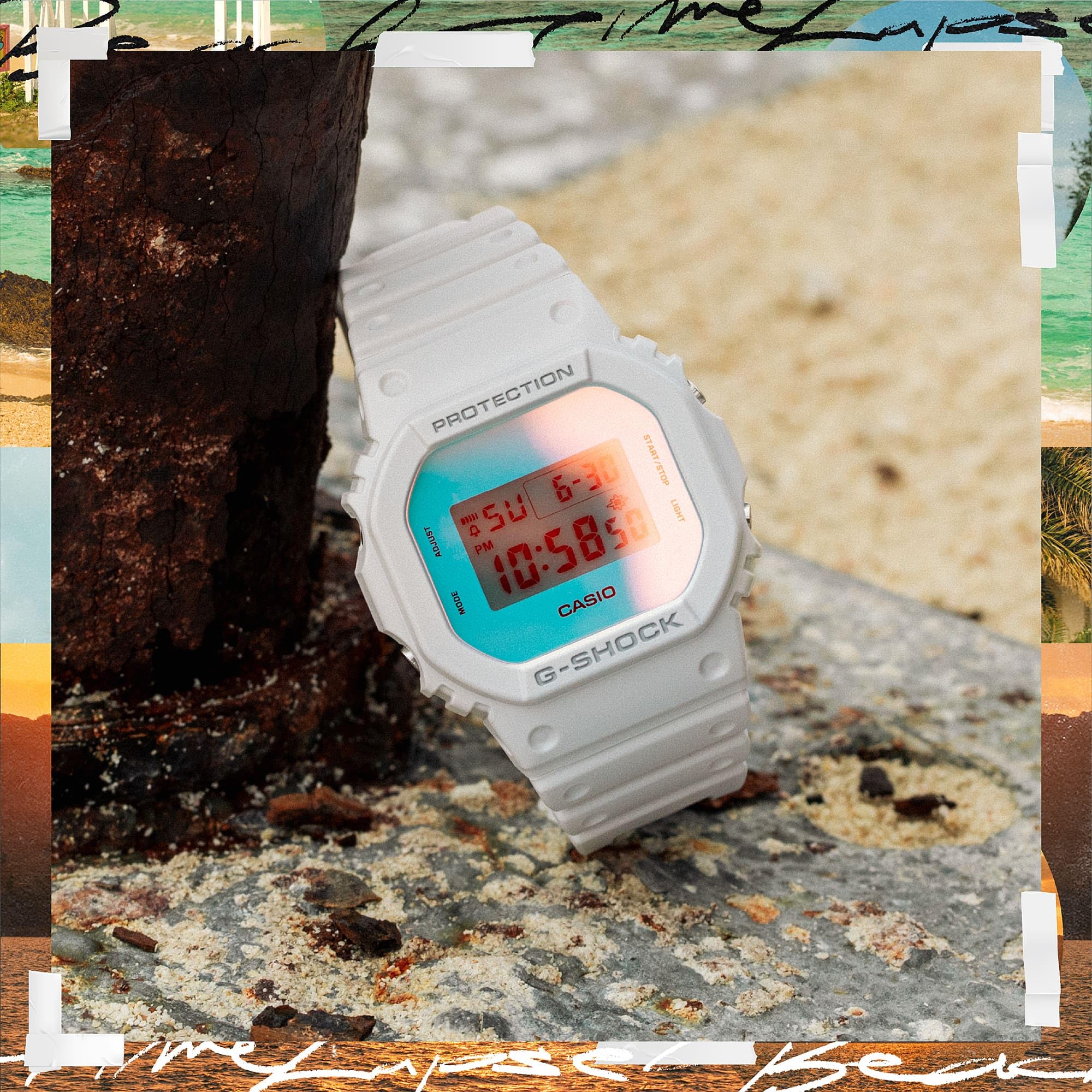 カシオ G-Shock ビーチタイムラプス ホワイトデジタルウォッチ DW-5600TL-7