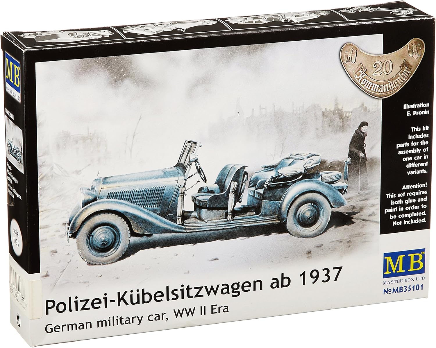 Master Box MB35V02 1/35 Polizei-Kubelsitzwagen Ab 1937 German Military Car, WW II Era