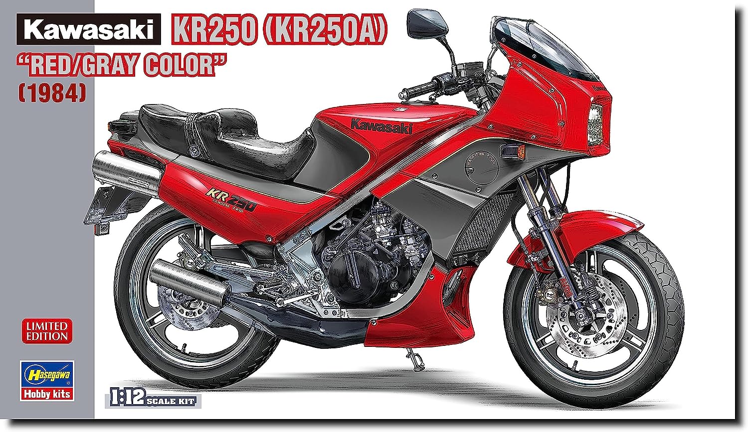 Hasegawa 1/12 Kawasaki KR250 (KR250A) Red/Gray Color - BanzaiHobby