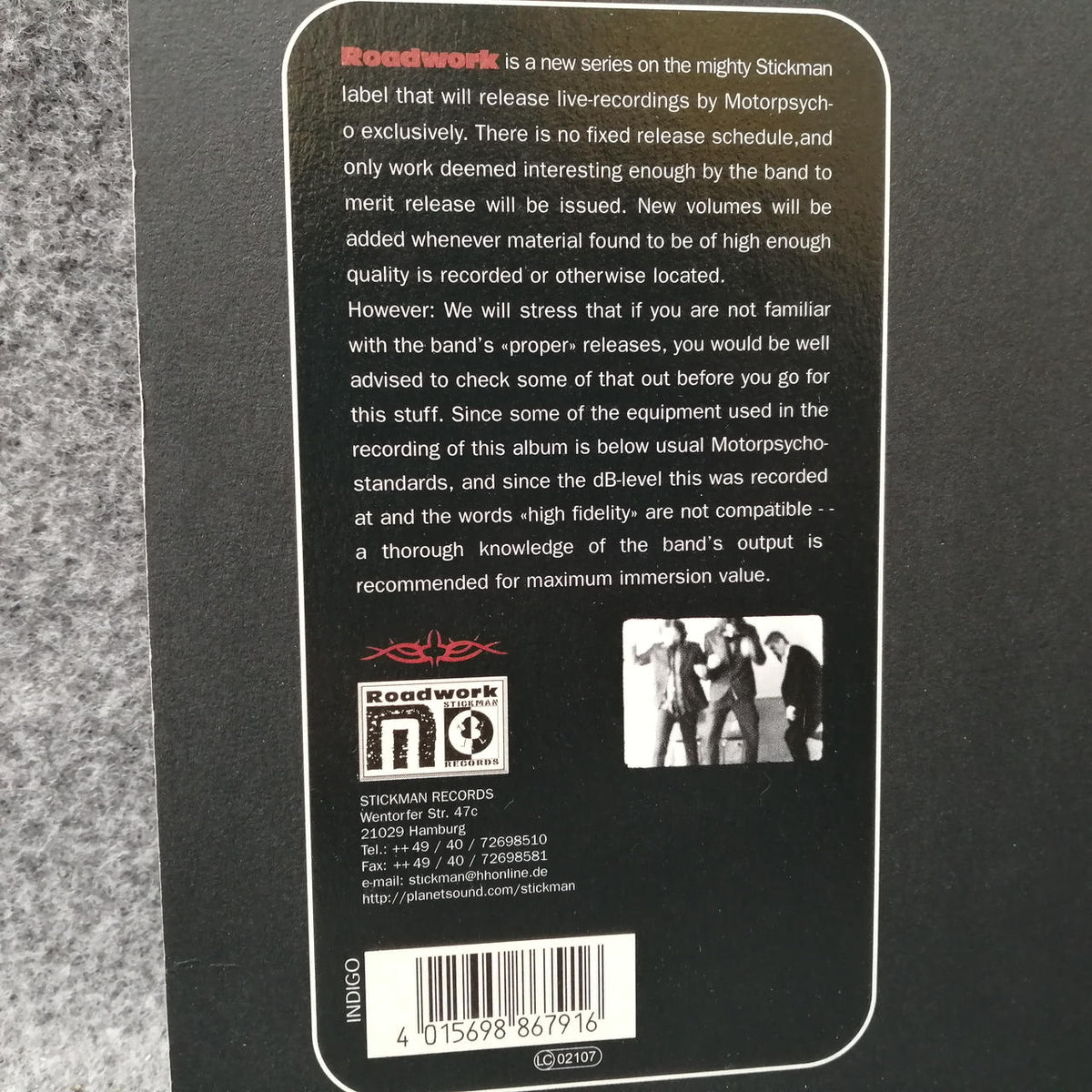STICKMAN RECORDS MOTORPSYCHO「ROADWORK VOL.1」 LC02107