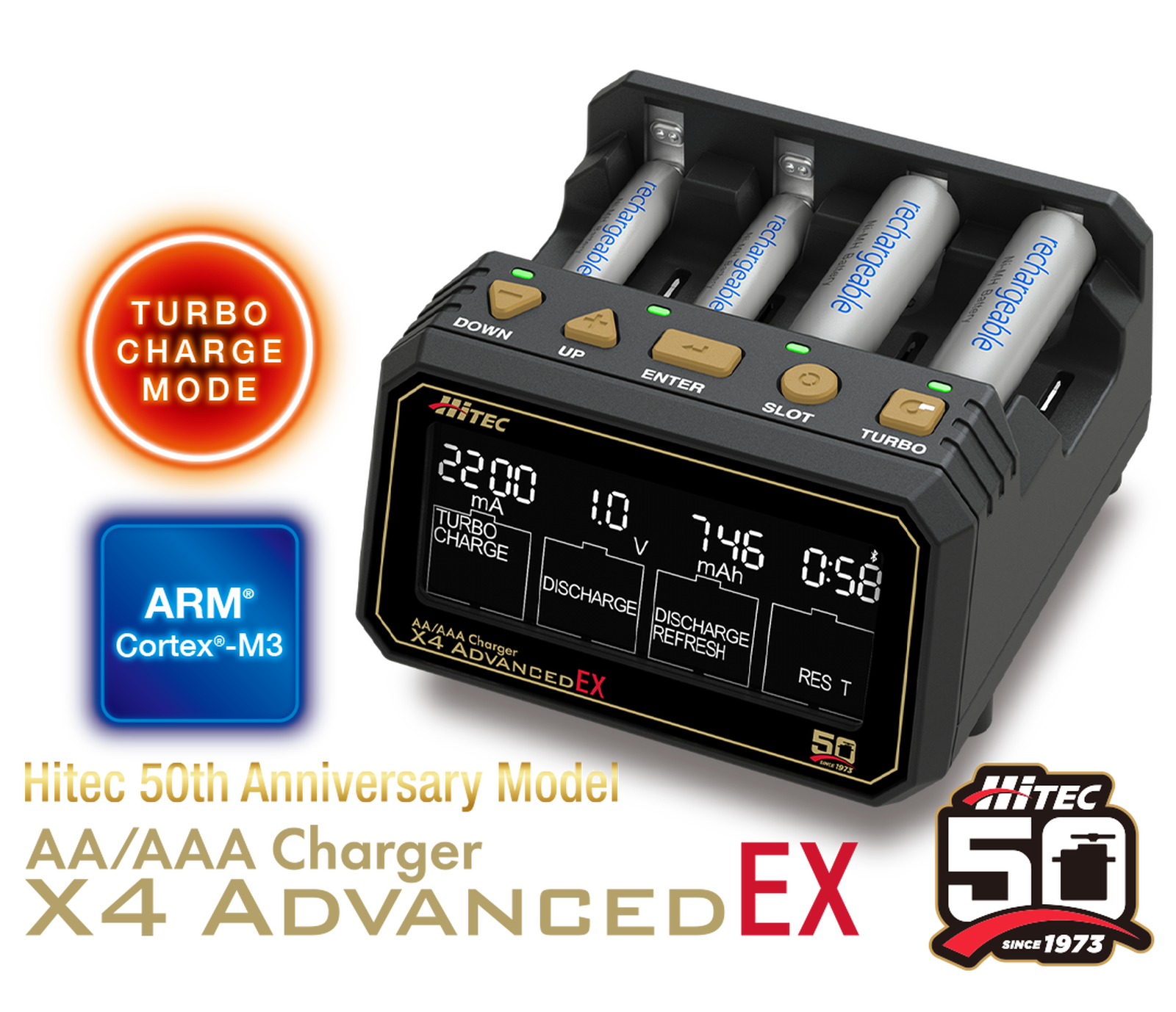 HiTec 44342 AA/AAA Charger X4 Advanced EX 50th Annivasary Limited Edition - BanzaiHobby