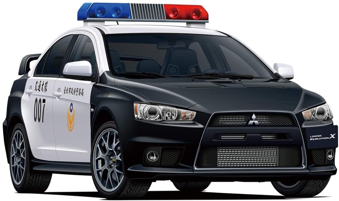 Aoshima Mitsubishi CZ4A Lancer Evolution X Police Car `07 Taipei City Po - BanzaiHobby