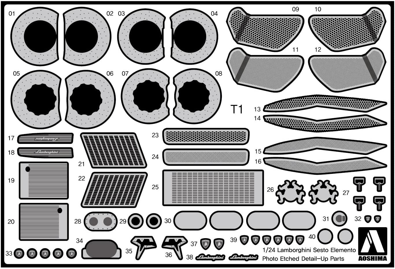 Aoshima Photo-Etched Parts for Lamborghini Sesto Elemento - BanzaiHobby