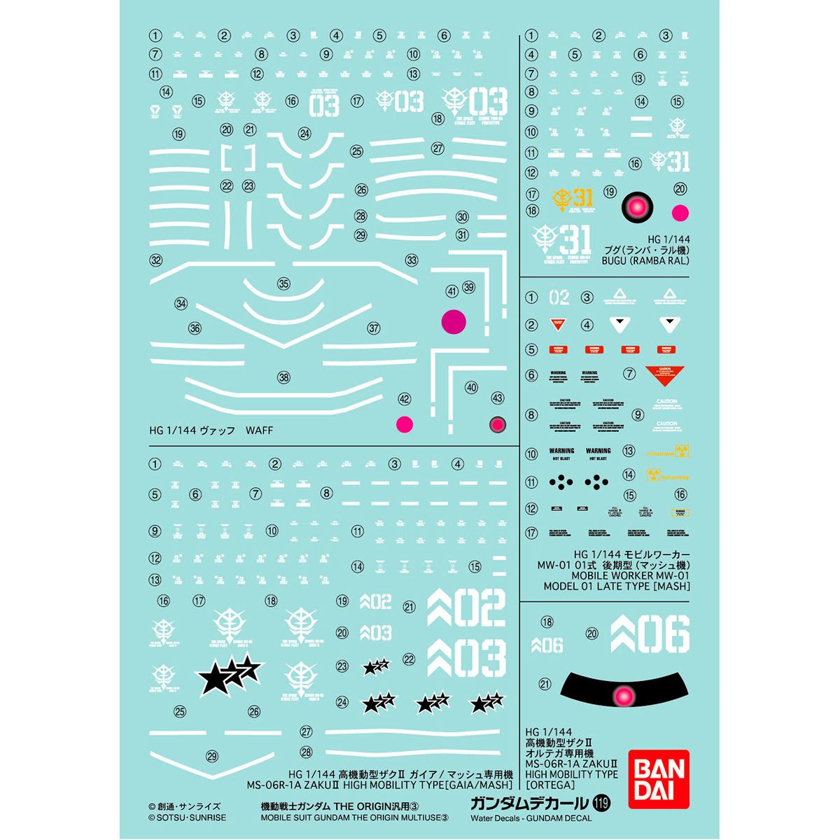 Bandai GD119 Gundam Decal MOBILE SUIT GUNDAM THE ORIGIN - BanzaiHobby