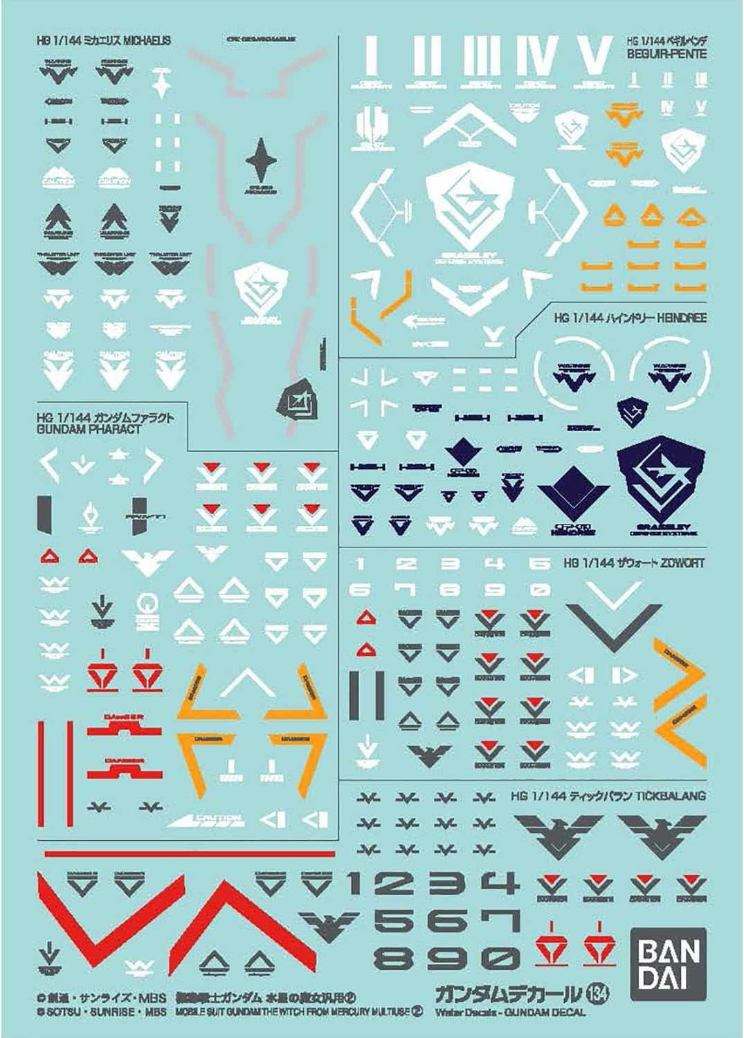 Bandai Gundam Decal No. 134 Mobile Suit Gundam Mercury Witch Generic 2 - BanzaiHobby
