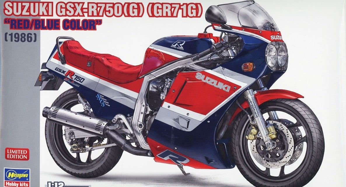 Hasegawa Suzuki GSX-R750 (G) (GR71G) `Red/Blue` - BanzaiHobby