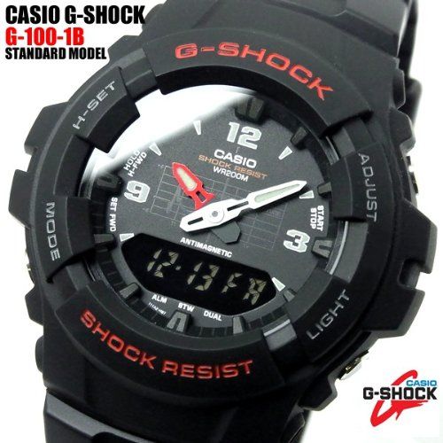 CASIO カシオ G-SHOCK Gショック ジーショック G-100-1B 海外 アナログ デジタル コンビネーション ELバックライト 搭載 メンズ 腕時計 時計 【逆輸入品】 - BanzaiHobby