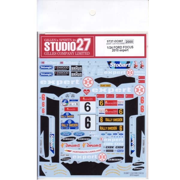 Studio27 DC887 1/24 FORD FOCUS expert 2010 Decal - BanzaiHobby