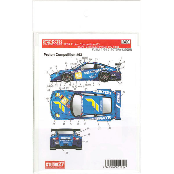 Studio27 DC899 1/24 Porsche 911RSR "Felbermeier" #63/#77/#88 2011 Decal - BanzaiHobby
