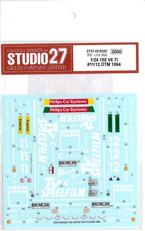 Studio27 DC932C 1/24 155V6 TI #11/12 DTM 1994 Original Decal - BanzaiHobby