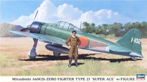 Hasegawa Mitsubishi A6M2b Zero Carrier-Based Zero Fighter Type 21 w/Figur - BanzaiHobby