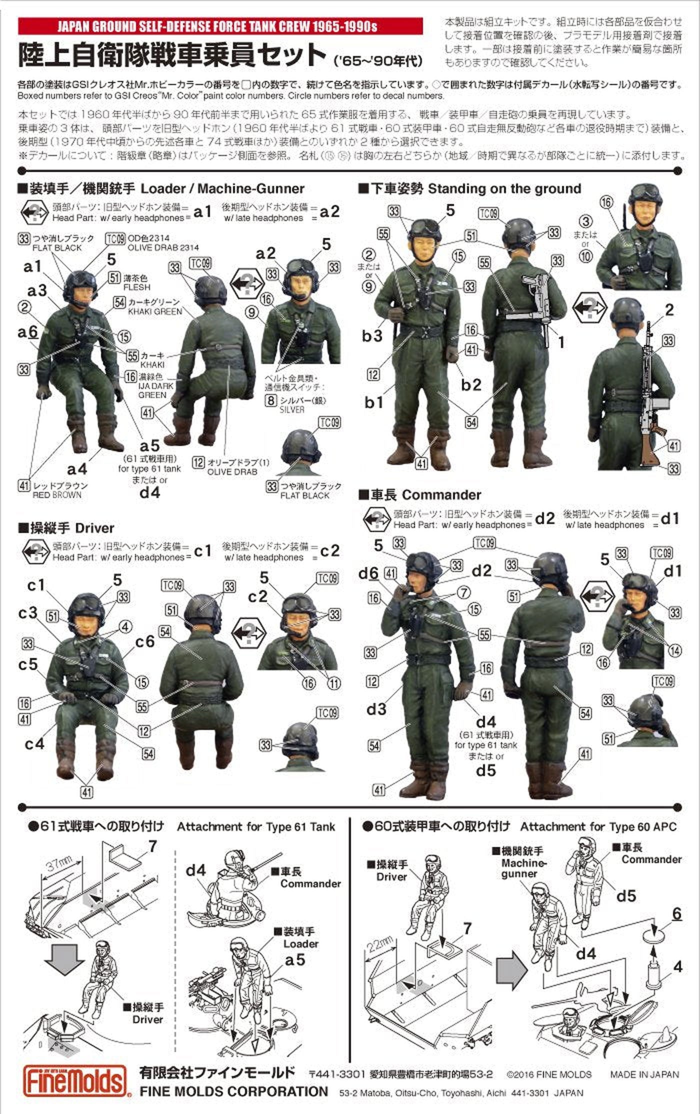 Fine Molds JGSDF Tank Crew Set (`65-`90s) - BanzaiHobby