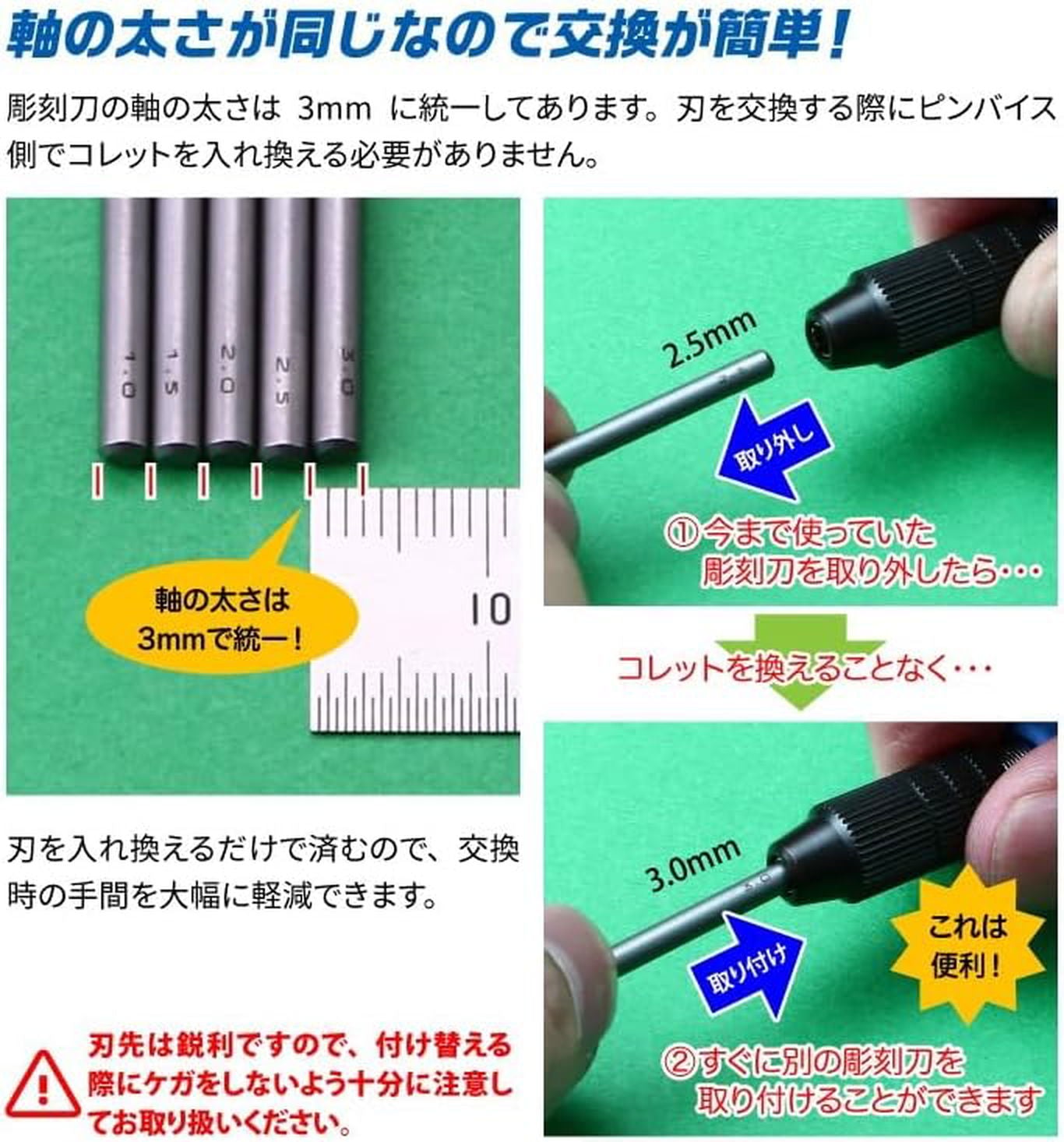 GodHand GH-BBH-1-3 Bit Blade Flat Blade 5-Piece Set Hobby Tool - BanzaiHobby