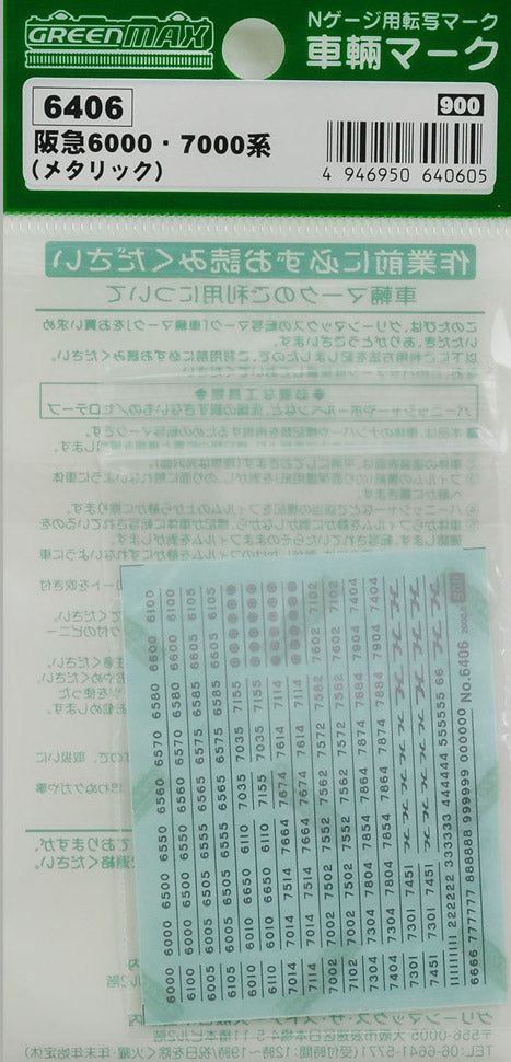 Greenmax 6406 [ 6406 ] Number Marking Sheet (Metallic Silver) (for Hankyu - BanzaiHobby