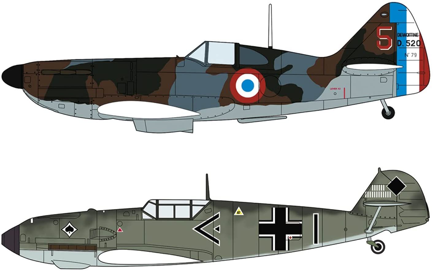 Hasegawa Dewoitine D.520 & Messerschmitt Bf109E `Battle of France` - BanzaiHobby