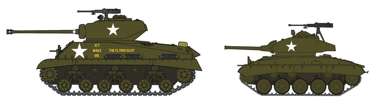 Hasegawa M4A3E8 Sherman & M24 Chaffee `U.S. Army Main Battl - BanzaiHobby