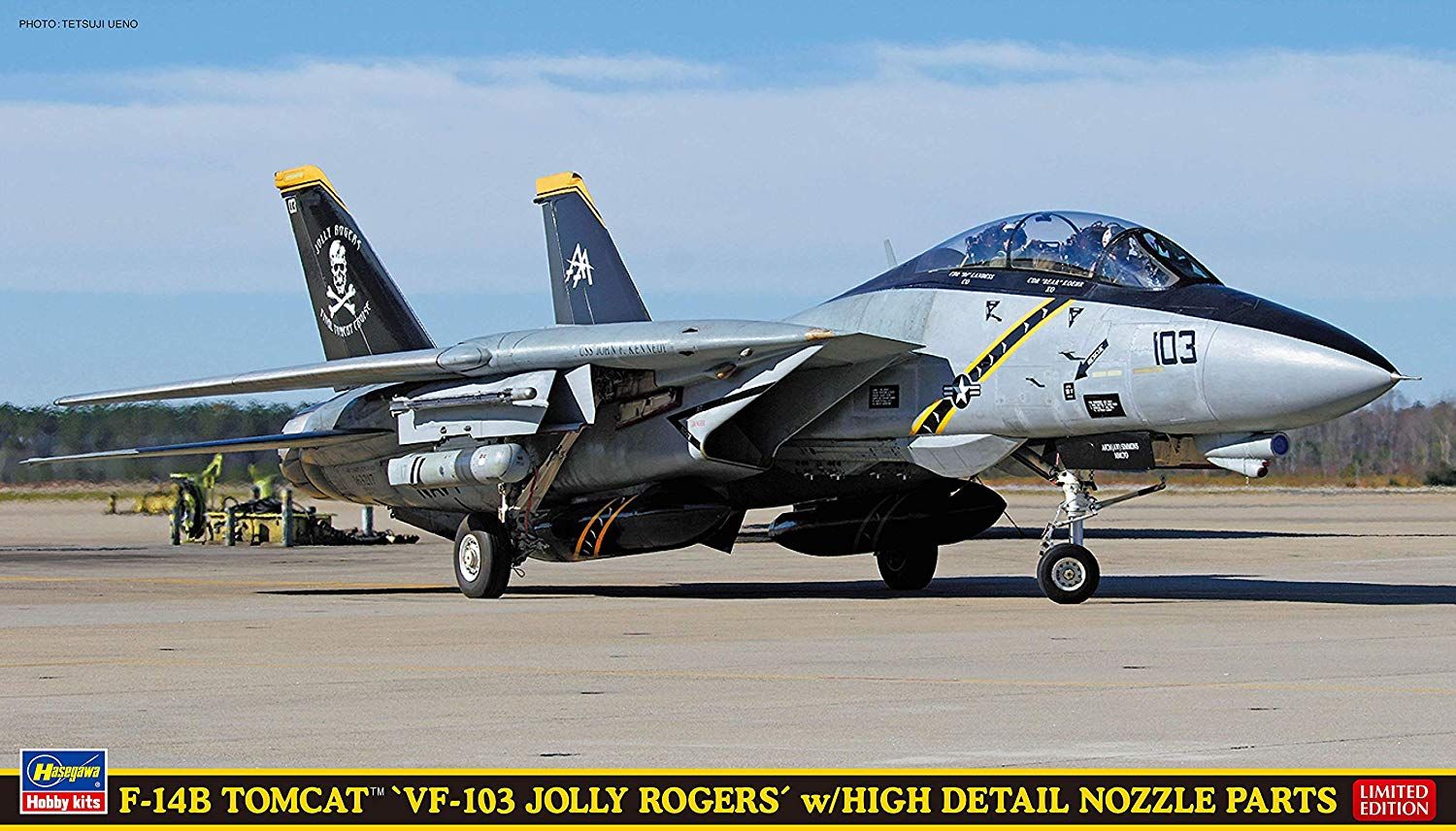 Hasegawa F-14B Tomcat `VF-103 Jolly Rogers `w/High Details Nozzle Parts - BanzaiHobby
