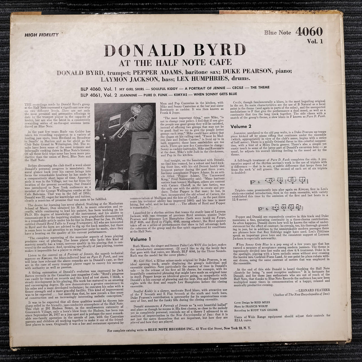 DONALD BYRD [With Scratches] Record AT THE HALF NOTE
