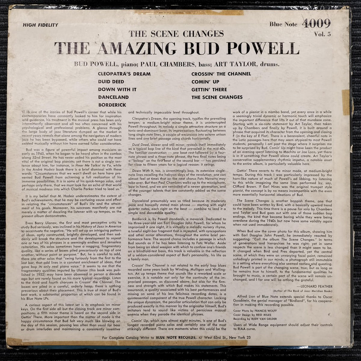 THE AMAZING BUD POWELL [Complete Original] Record THE SCENE CHANGE VOL.5