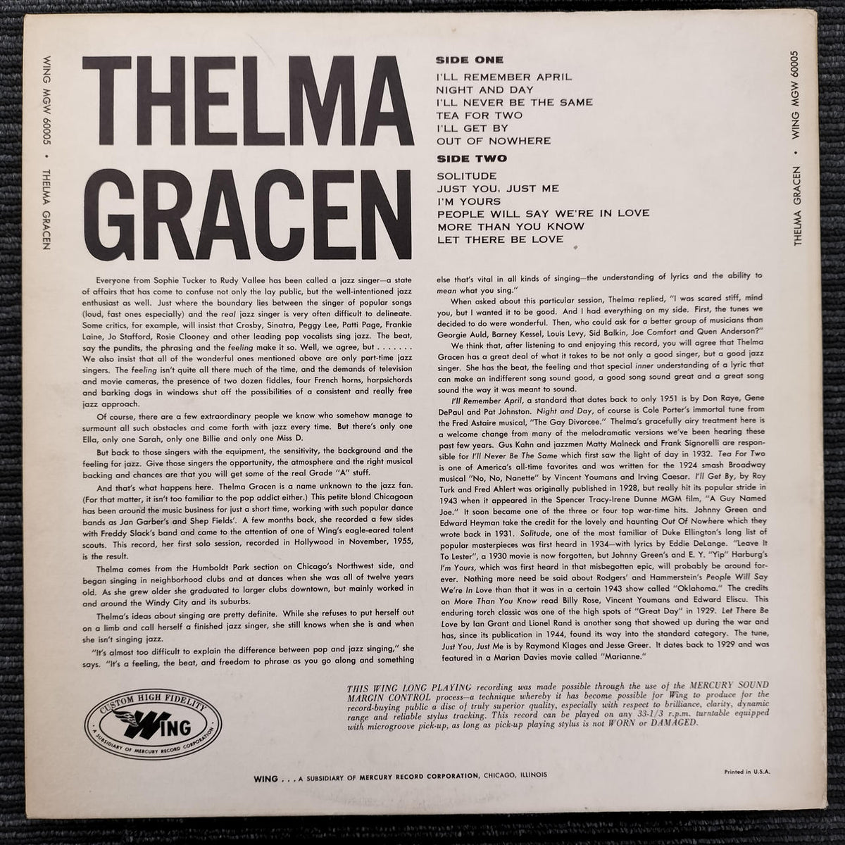 THELMA GRACEN [Scratched] Record S.T.