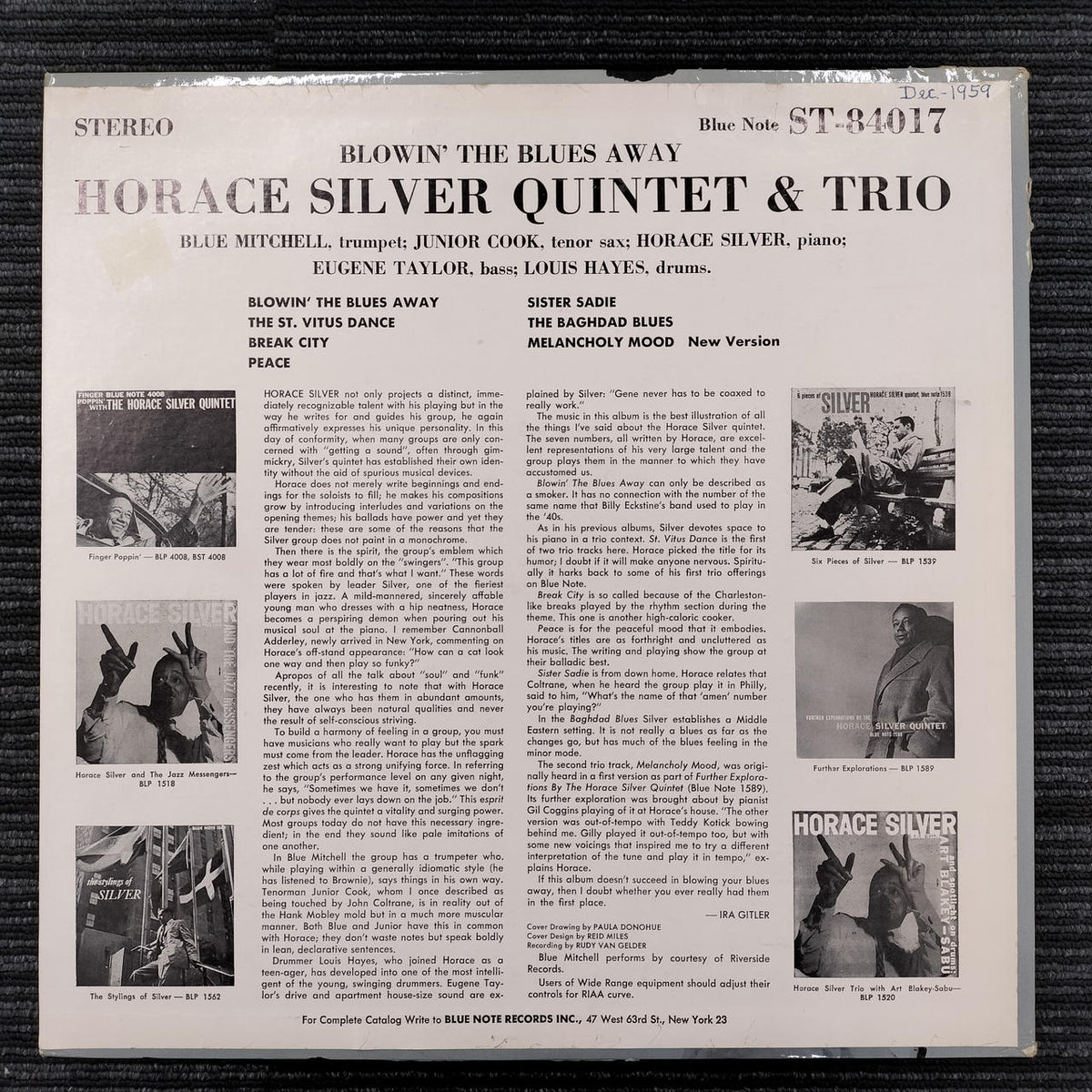 THE HORACE SILVER QUINTET [STEREO Original Edition] Record BLOWIN THE BLUES AWAY