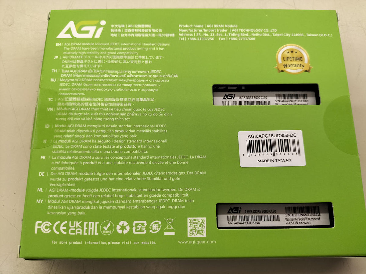 AGI PC Memory DDR5-6000 16GB × 2 Cards