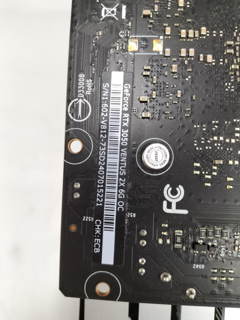 MSI Graphics Board: GEFORCE RTX3050 VENTUS 2X 6G O
